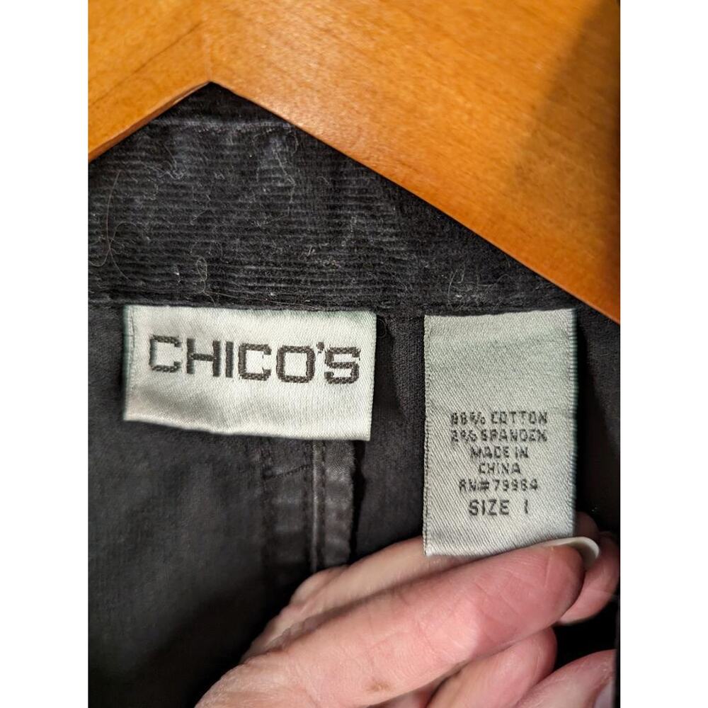 Chico's Corduroy Jacket Size 1 Black Button Up -T0224 - Picture 2 of 6